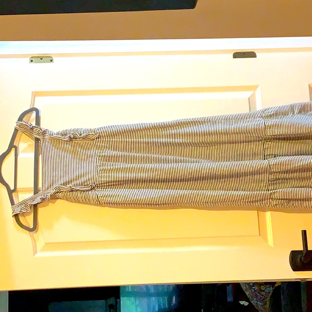 Girl’s black and white striped cotton maxi dress
